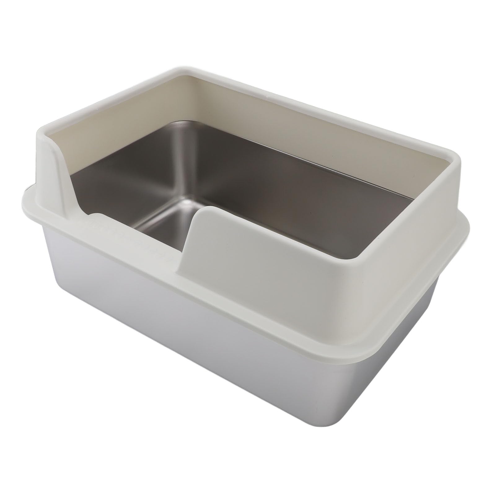 Bandeja de Grande de Acero Inoxidable, Caja de de Metal XL con Tapa a Prueba de Salpicaduras y Pala para Todos los Gatos, Fácil de Limpiar, No Pegajosa (Blanco Talla