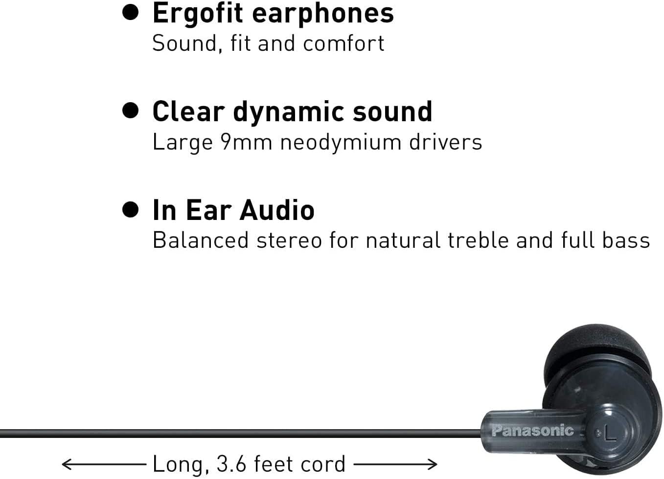 Auriculares In-ear Panasonic Negro RP-HJE120-K