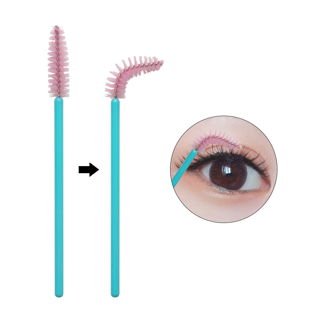 100 brochas desechables para extensiones de pestañas, herramienta aplicadora de maquillaje, azul/rosa