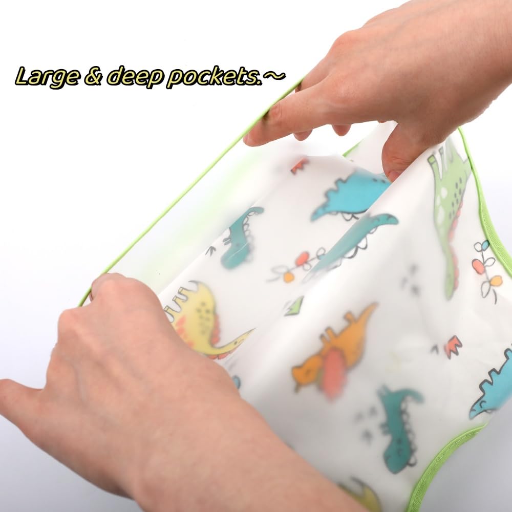 Babero impermeable para bebé, babero de alimentación con bolsillo para bebé, niño, niña, lavable de 6 a 44 m