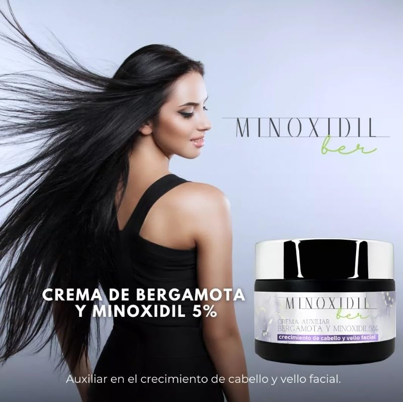 Set de Crema de Crecimiento de Barba y Cabello Auxiliar con Bergamota y Minoxidil 5%