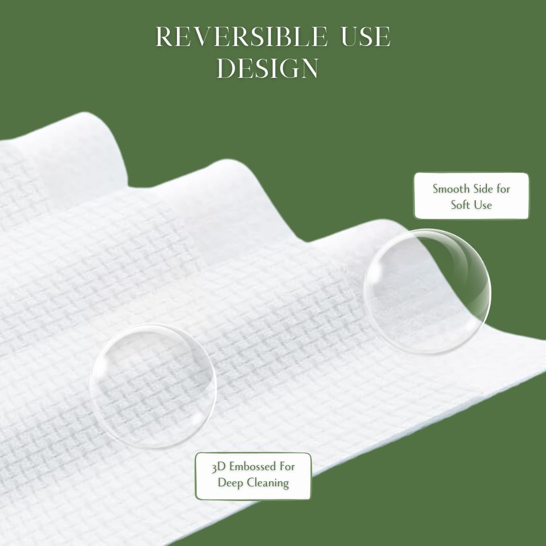 VoilaVe Toallitas Faciales Desechables - 100% Algodón, Biodegradables, Desmaquillantes, Paños Faciales Ultrasuaves Que No Sueltan Pelusa | Toallitas Ecológicas Clínicamente Probadas para Pieles Sensib