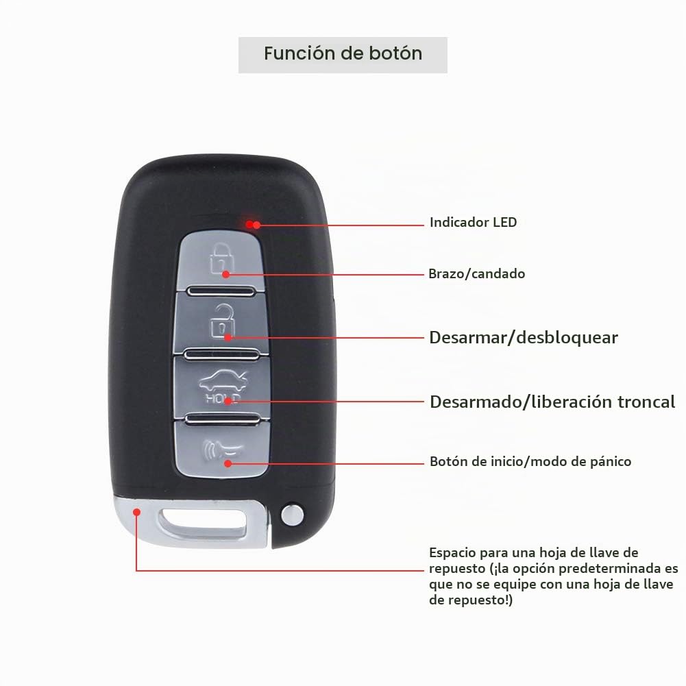 Sistema de Alarma para Autos Easyguard EC003N-K Negro con Arranque Remoto y Entrada Sin Llave Universal para la Mayoría de Vehículos dc12v