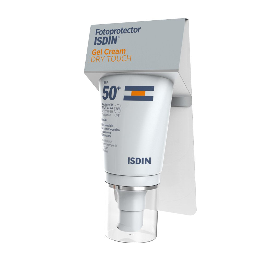 Isdin Fotoprotector spf 50+ Gel Crema Dry Touch 50 ml - Protector Solar + Fotoprotector Fusion Fluid SPF 50+, Protector Solar Facial, Innovadora textura ultraligera que se funde con tu piel, 50ml