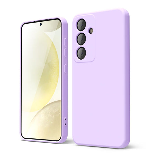 oakxco - Funda para Samsung Galaxy S24 de silicona líquida, fina y delgada, de gel de goma suave de TPU para mujeres y niñas, color sólido mate, lila, lavanda, morado claro