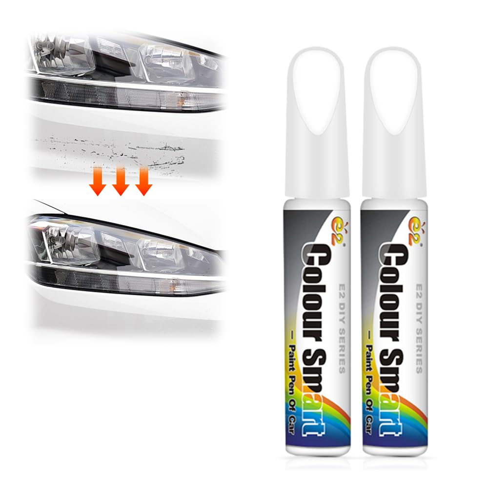 Bolígrafo Reparador de Ralladuras para Coche Motocicleta Barco, 2pcs Lápiz Reparador de Arañazos para Coches, 2 en 1, Lápiz de Reparación de Arañazos de Pintura para Vehículos (Blanco)