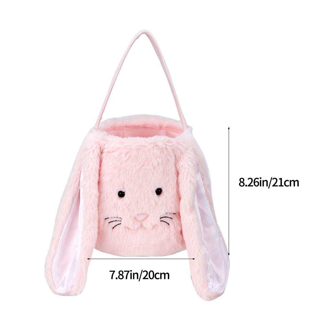 PKONEWNO Cesta de caza de huevos de Pascua, canasta de conejo de Pascua, cubos de Pascua largos para niños, niñas y bebés, Rosado, 8.26in/21cm*7.87in/20cm
