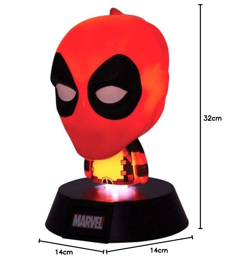Deadpool - Luz de icono 3D con licencia oficial de Disney Marvel para oficina, sala de juegos, dormitorio, decoración de regalo y accesorio para ventilador de Marvel | Paladone