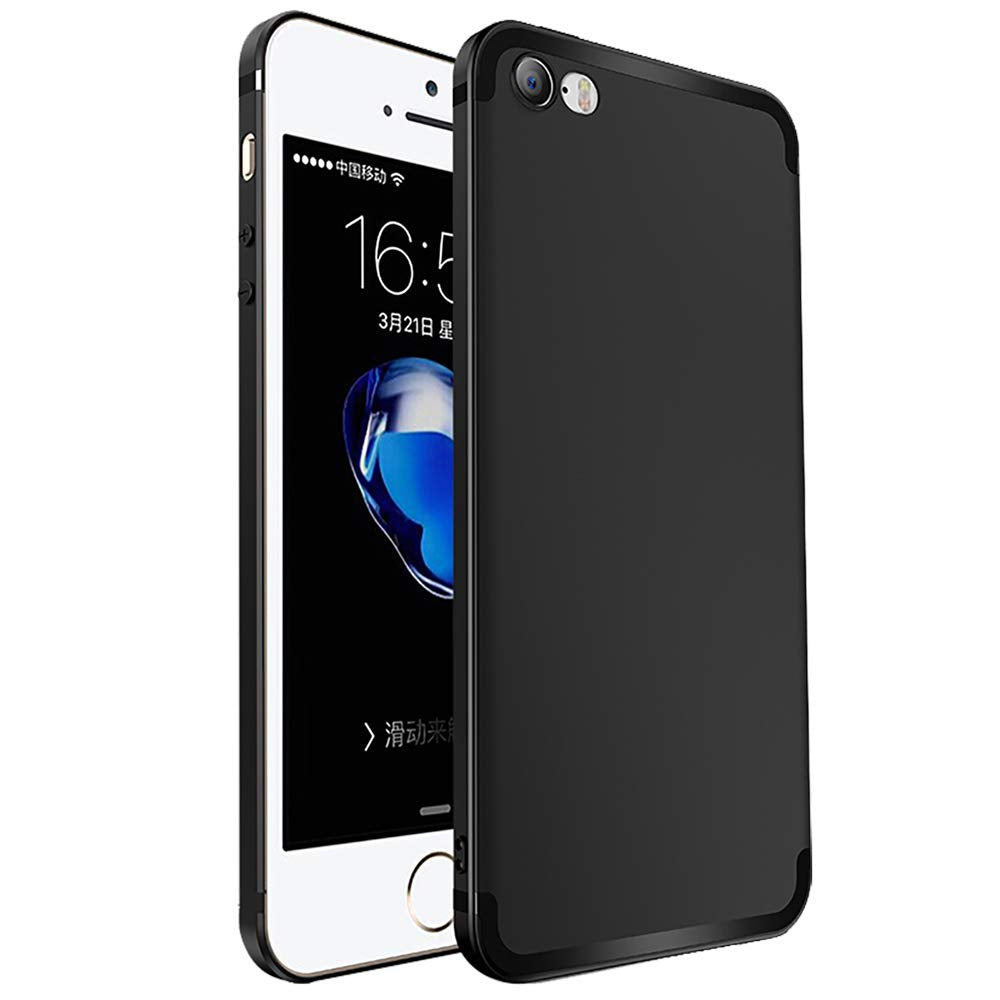 Funda Protectora Ultrafina QWYJ para Apple iPhone 5s 5 SE Negro Matte Minimalista TPU Suave
