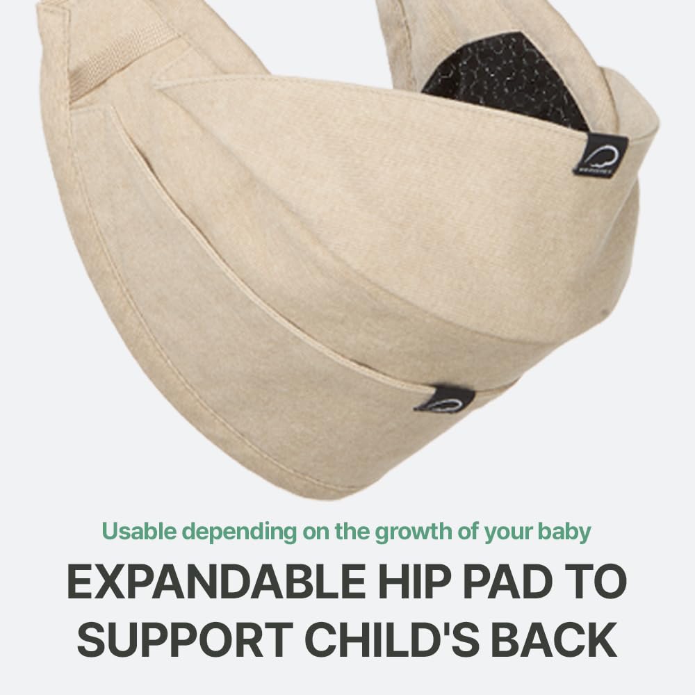 GOOSEKET 365 - Portabebés para niños pequeños, 100% algodón, ligero, fácil de usar, portátil, adecuado de 6 a 48 meses, soporta hasta 44 libras (caqui)