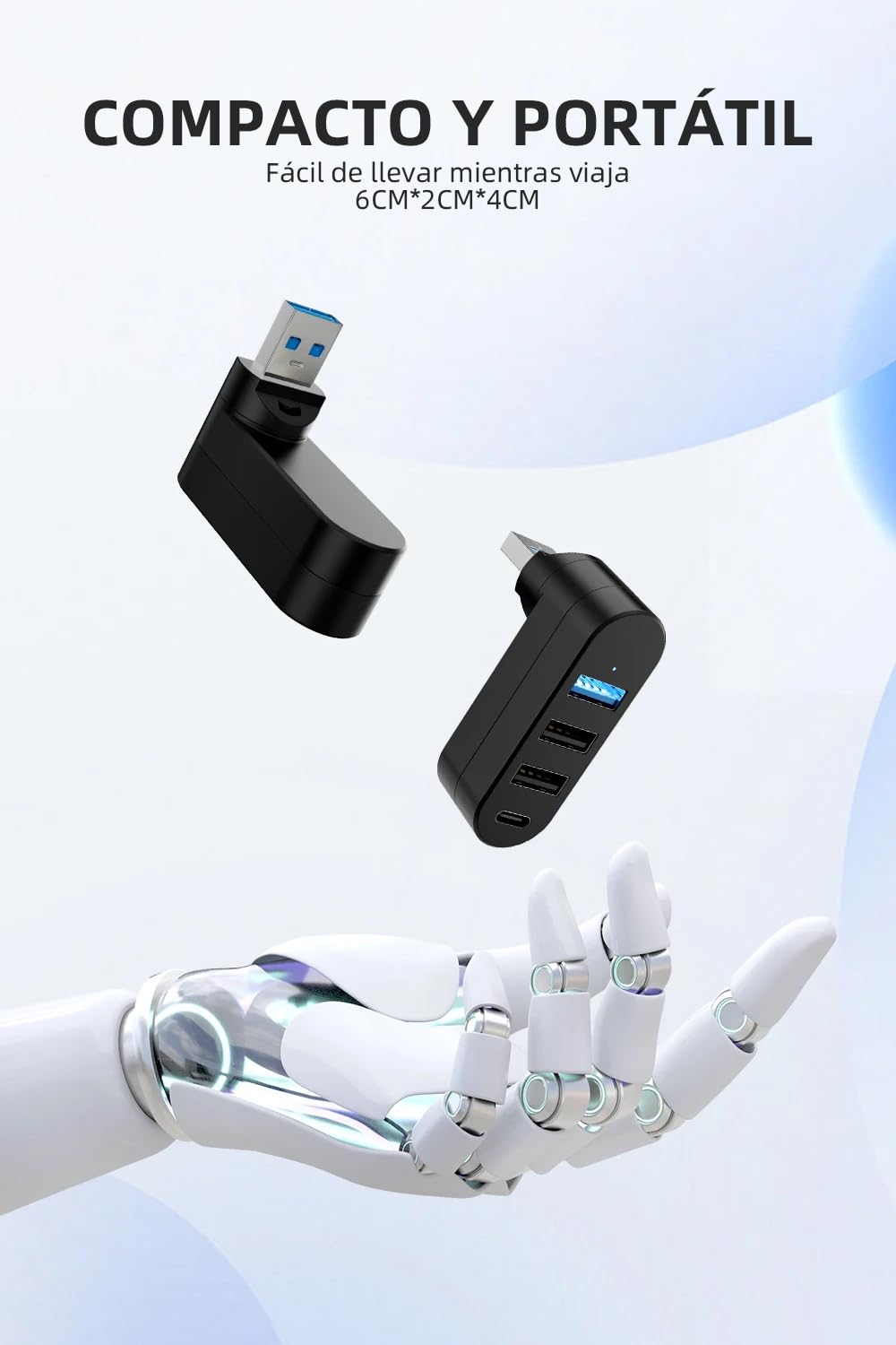 Hub USB 3.0, 4 en 1 Adaptador de USB 3.0 1 Puertos 5Gbps y USB 2.0 2 Puertos y USB C 1 Puertos, Compatible con PC, Laptop, PS4, PS5, Xbox, Disco U, Impresora, Memoria USB, Ratón, Teclado y Más