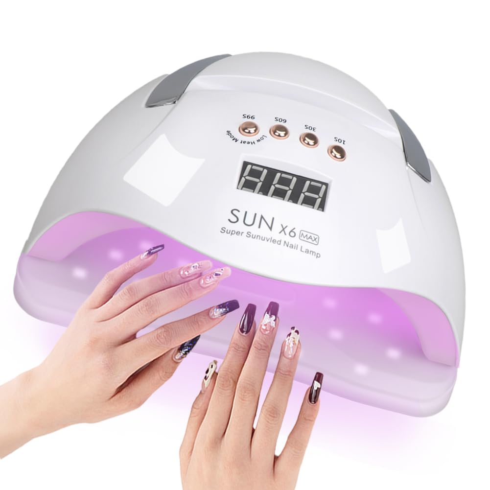 CARYWON - Lámpara de Uñas, 200W 45 UV LED Lámpara de Uñas para Esmalte de Gel, Secador de Uñas con 4 Ajustes de Temporizador y Pantalla LCD, Lámpara de gel de Curado Portátil más Rápido