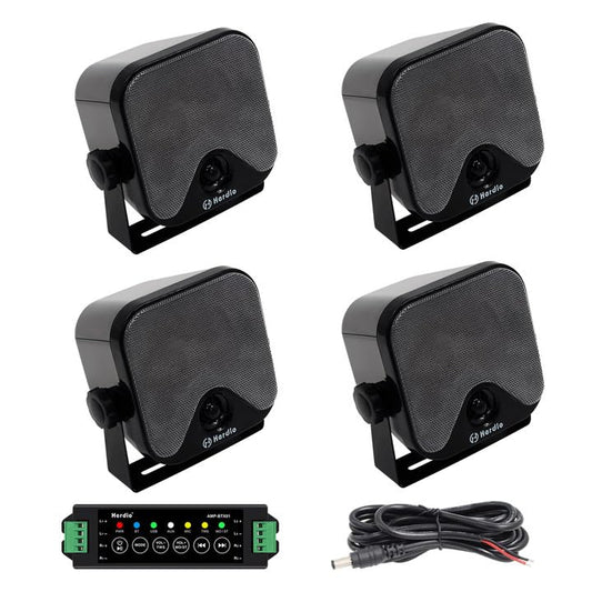 Herdio - Altavoces Bluetooth de 4 pulgadas, 240 W, impermeables, para carrito de golf, ATV, UTV, RZR, caravana, tractor, camión, jeep, patio, Powersports, 2 pares (negro)