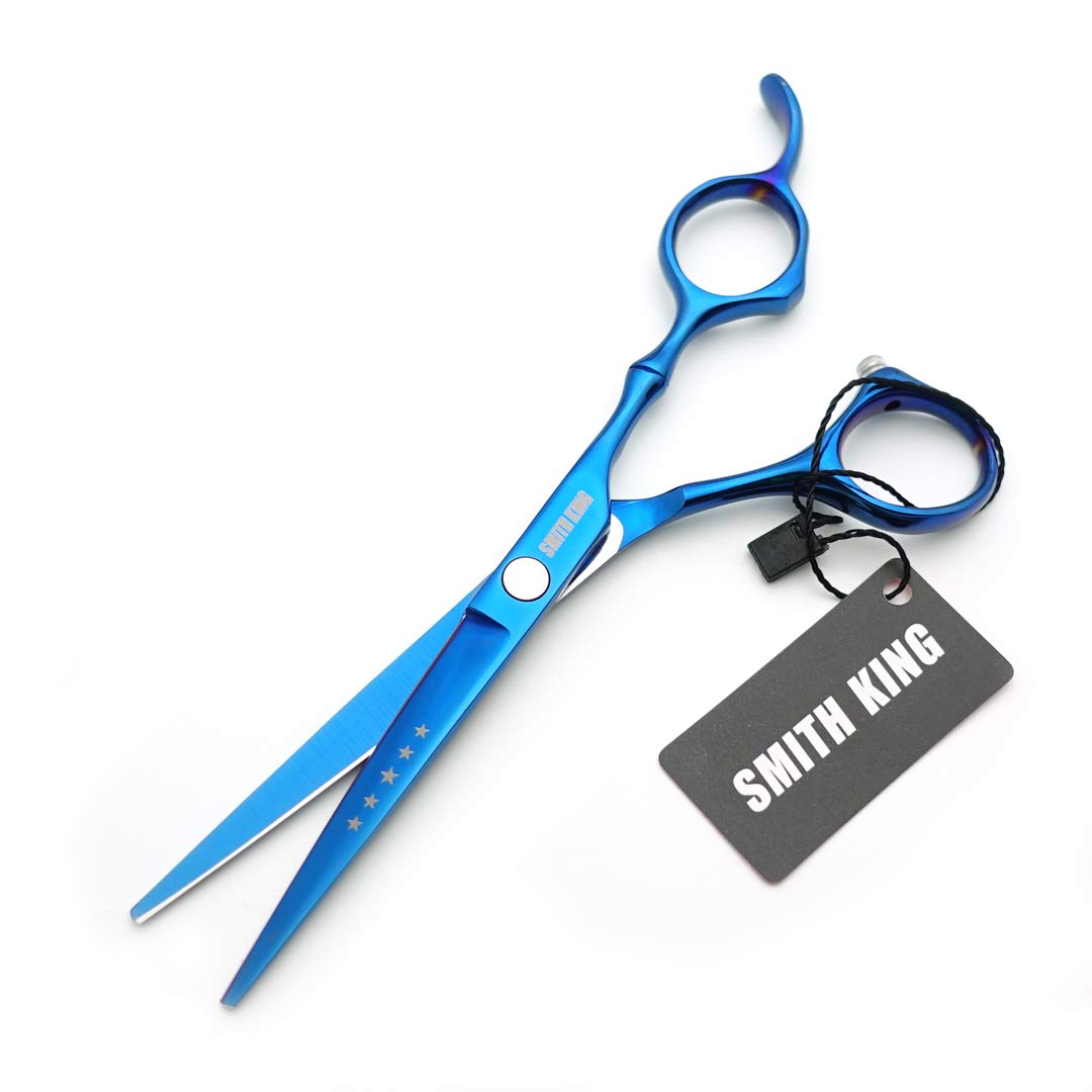 Juego de tijeras de corte de pelo de 15,2 cm con peines de piel, tijeras de corte de pelo, tijeras para adelgazar el cabello para personal y profesional (azul)