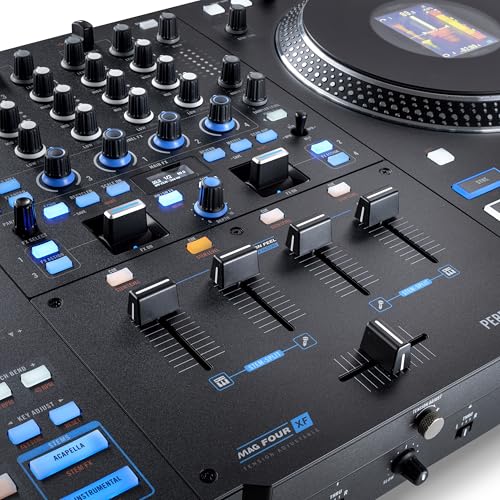 Controlador DJ Rane Performer Negro Motorizado 4 Canales con Platos 7" Displays Faders Precision Feel Stems FX Avanzado Serato DJ Pro