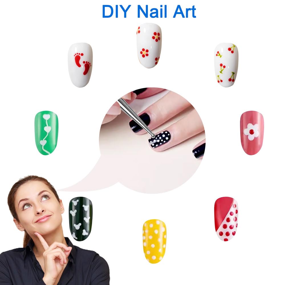 HIFAU 2 Herramientas de Diseño de Uñas Premium, Empujador Profesional de Cutículas de Acero Inoxidable, Raspador de Uñas, Bolígrafo para Puntear Uñas(Diámetro 0.07 Pulgadas) y Herramienta de Extracció
