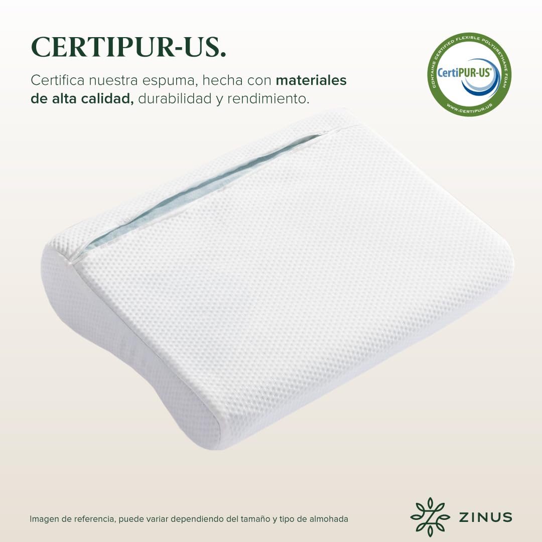 Almohada de Memory Foam Zinus Ergonómica Espuma Viscoelástica de Alta Densidad Diseño Contorneado