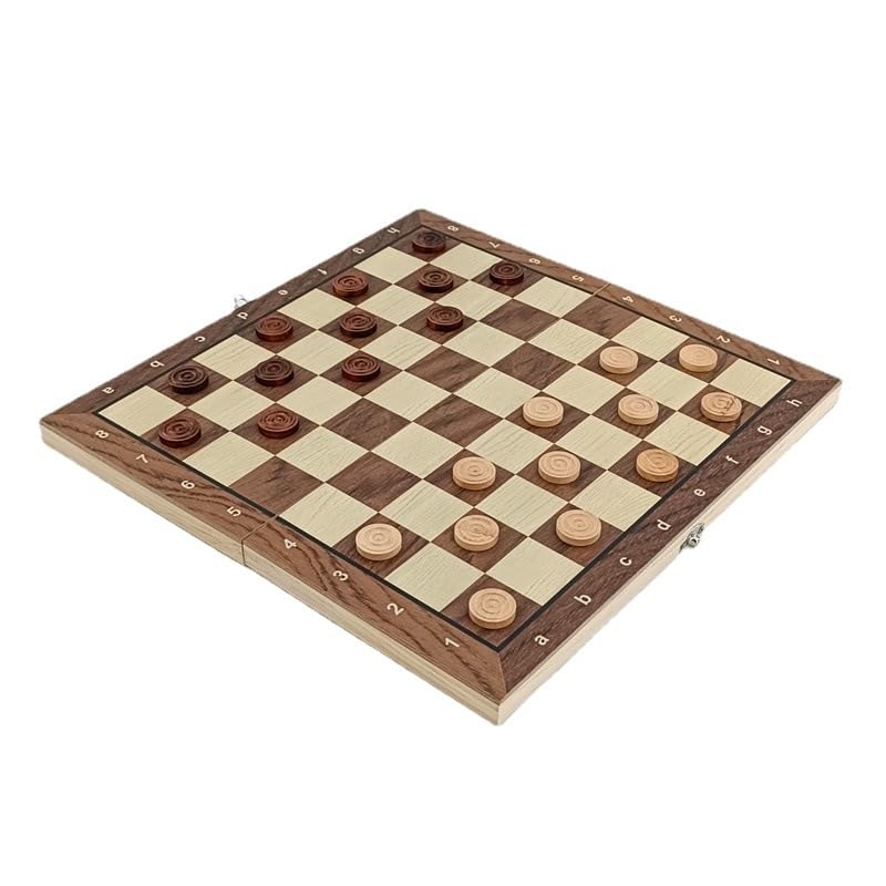 Genérico Juego de Mesa 3 en 1 con Ajedrez, Checkers y Backgammon, Ajedrez Plegable con Tablero de Chess, Juego de Ajedrez Portatil y Profesional para Niños y Adultos，Ajedrez Profesional 29x29cm