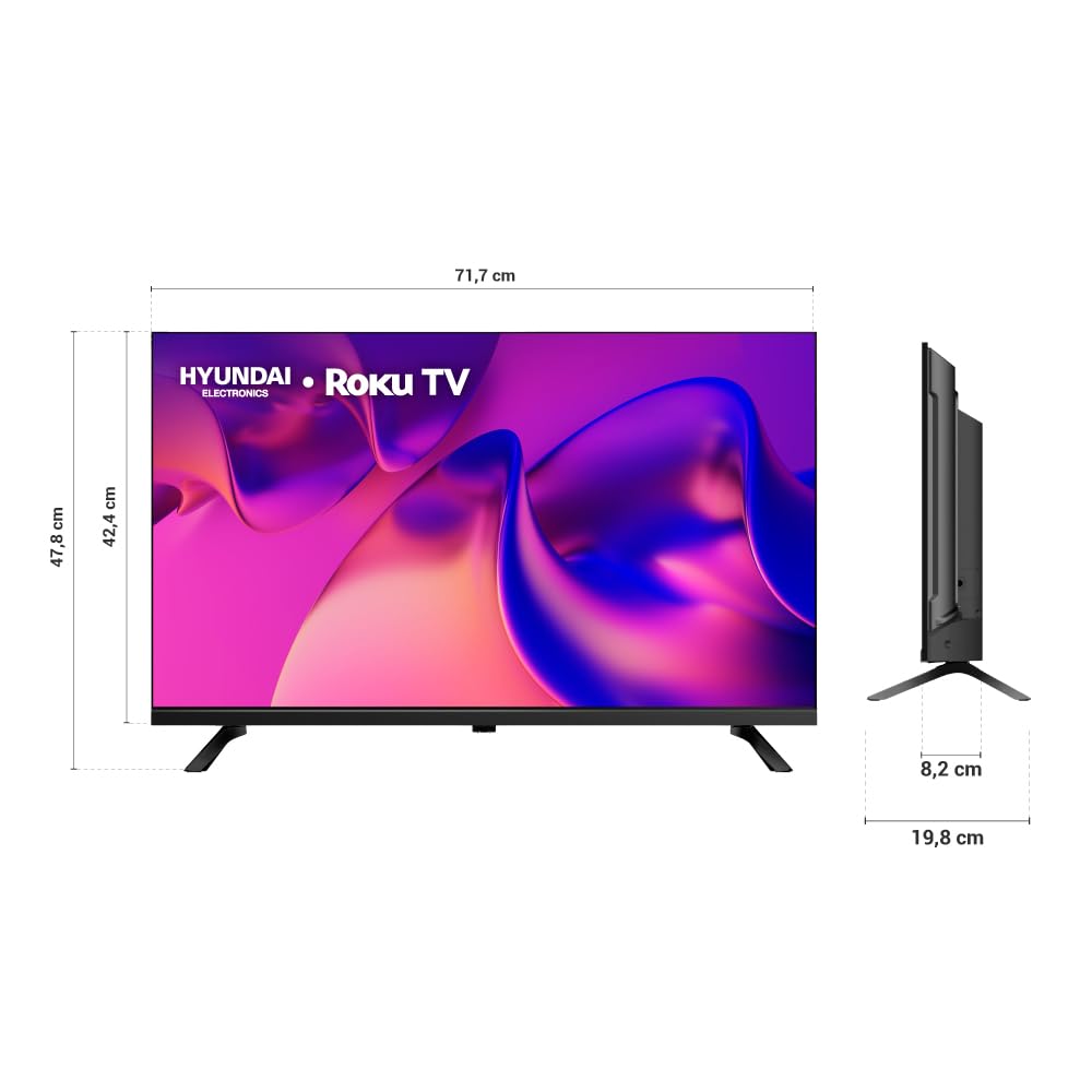 Hyundai HYLED3257RIM TV 32” Pulgadas HD Smart TV, Dolby Audio, WiFi Dual Band, Sistema Operativo Roku. Compatible con Alexa, Apple Air Play y Google Home, Diseño Border Less (2025)