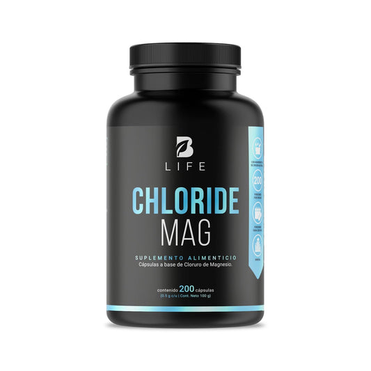 Cloruro de Magnesio 500 mg. 200 Cápsulas Ingredientes naturales. Chloride Mag B Life.