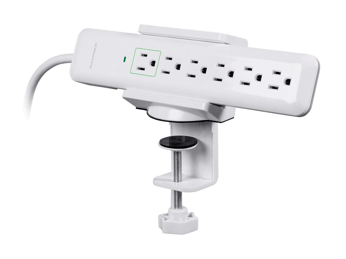 Soporte de Escritorio Monoprice Blanco para Protectores de Sobretensión, Regletas, Hubs USB
