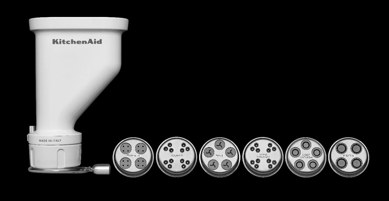 KitchenAid KSMPEXTA Gourmet Pasta Press Attachment with 6 Interchangeable Pasta Plates, Acero inoxidable