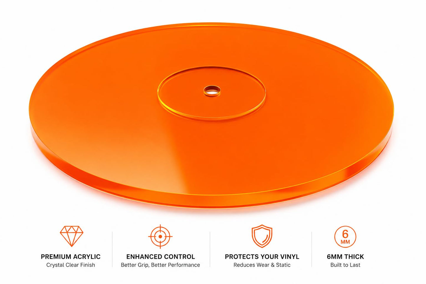 "SpinTunes- “Tapete Giratorio, tapete de acrílico para Tocadiscos de Vinilo LP de 2.7 mm de Grosor para un Mejor Soporte de Sonido en Tocadiscos Proporciona baj
