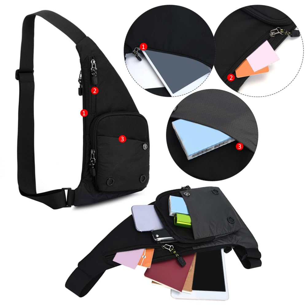 FENTERXY Bolso bandolera para hombre y mujer, bandolera Litweit, mochila bandolera, bolso de pecho para ciclismo, sismo