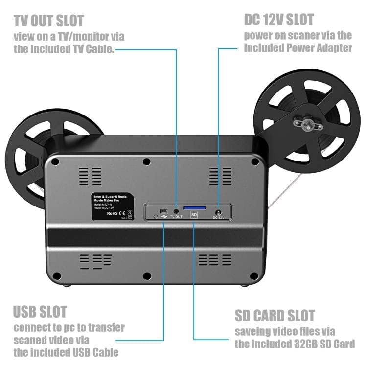 Digitalizador de película de 8 mm y Super 8 mm con visualización de 2.4 Pulgadas, el escáner de película Convierte el Marco de película por Marco a Archivos MP4 Digitales para visualizar,