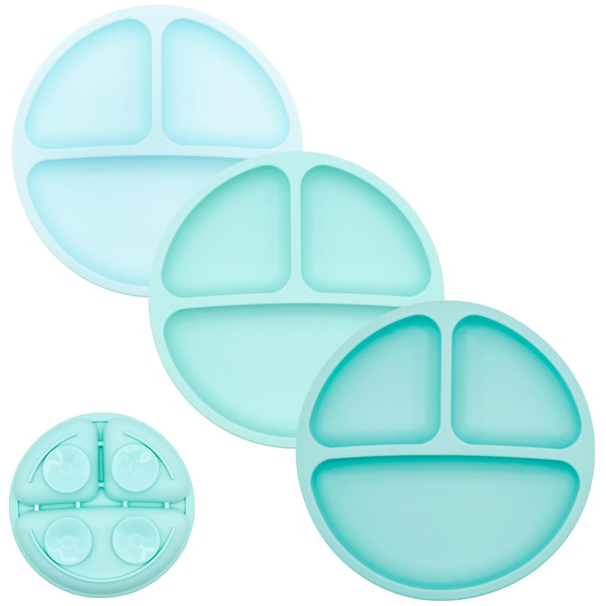 WeeSprout - Platos de succión con tapas para bebés y niños pequeños - 100% silicona, vajilla se mantiene en su lugar, diseño dividido para comedores exigentes, apto para microondas y lavaplatos