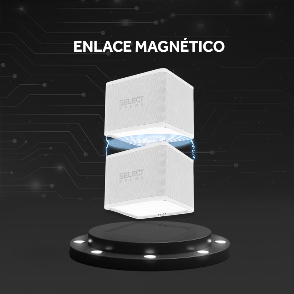 Select Sound Bocina Bluetooth Portátil SS-Cube Magnética, Apilable, TWS Pack de 2 Unidades (Blanco)