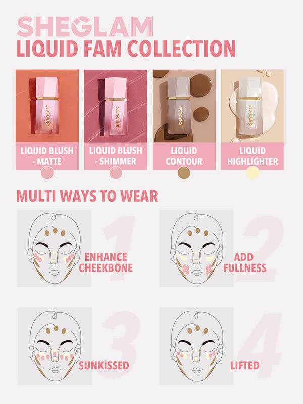 SHEGLAM Maquillaje con rubor líquido Color Bloom para mejillas con acabado mate - Devoted