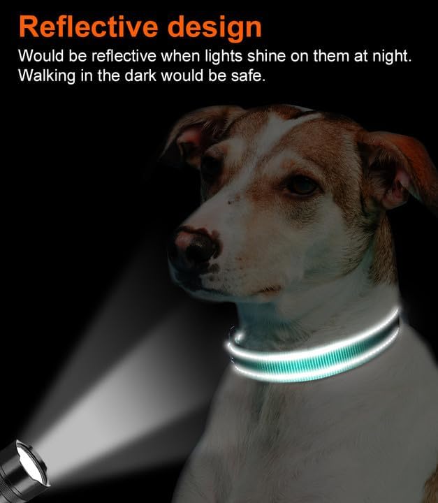 Joytale Collar reflectante para perro, suave de neopreno acolchado transpirable de nailon para mascotas ajustable para perros pequeños, verde azulado, S