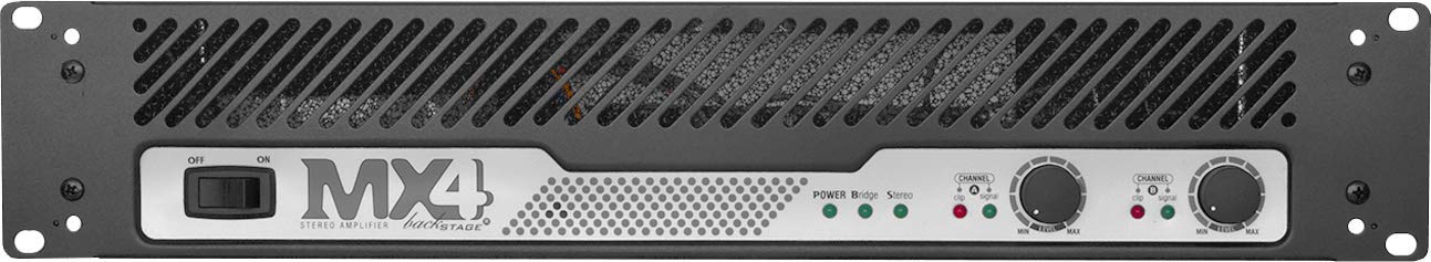 Backstage MX-4 Amplificador de potencia 400 W RMS 2 Canales Clase AB 2 Ohms Estable 410 W Bridge Ideal para Instalaciones Fijas