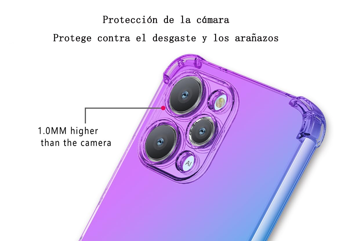 DABUNA Funda para Mi Xiaomi Redmi 12 Case Uso Rudo,Transparente Colores Degradados Protectora de Cámara Anticaída Carcasa Bumper(Púrpura Azul)