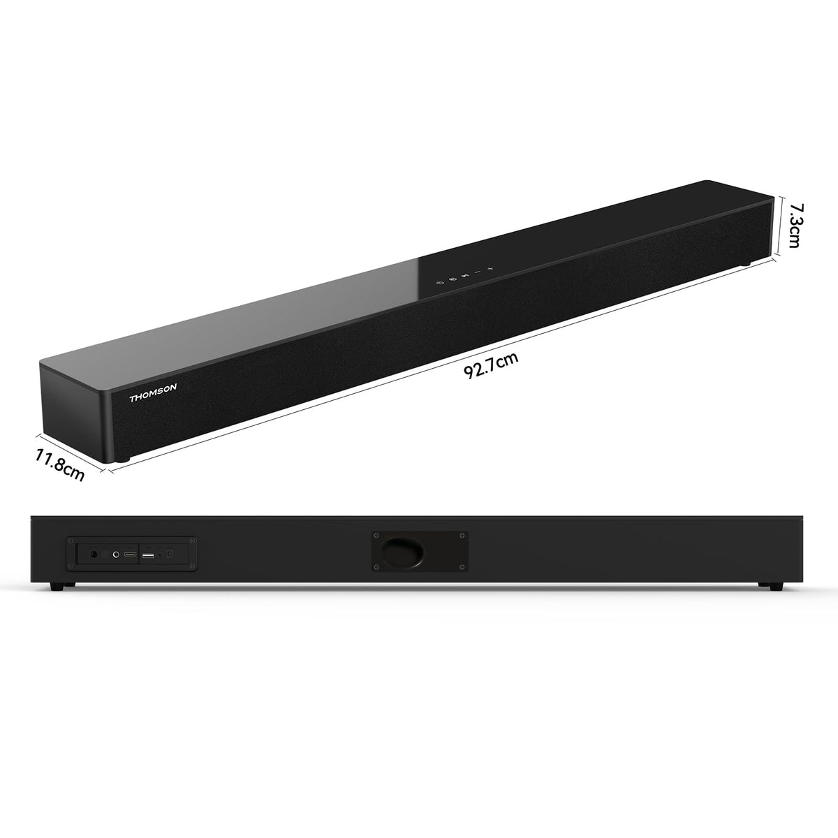Barra de Sonido Bluetooth THOMSON Negro con Altavoz Bass Reflex para TV y Cine en Casa