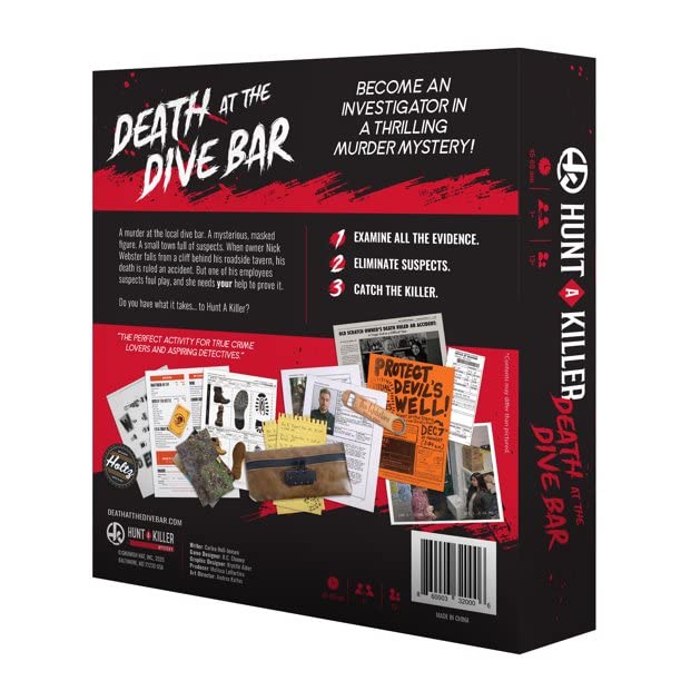 Hunt A Killer - Death at The Dive Bar, juego inmersivo de asesinatos y misterio: enfréntate al caso sin resolver como un desafío independiente, para una cita nocturna o con familiares y amigos como detectives para una noche de juegos, mayores de 14 años
