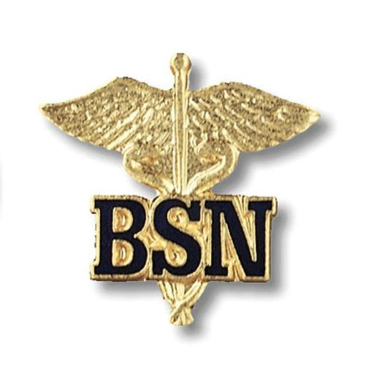 Prestige Medical Pin de emblema, BSN (letra sobre caduceo)
