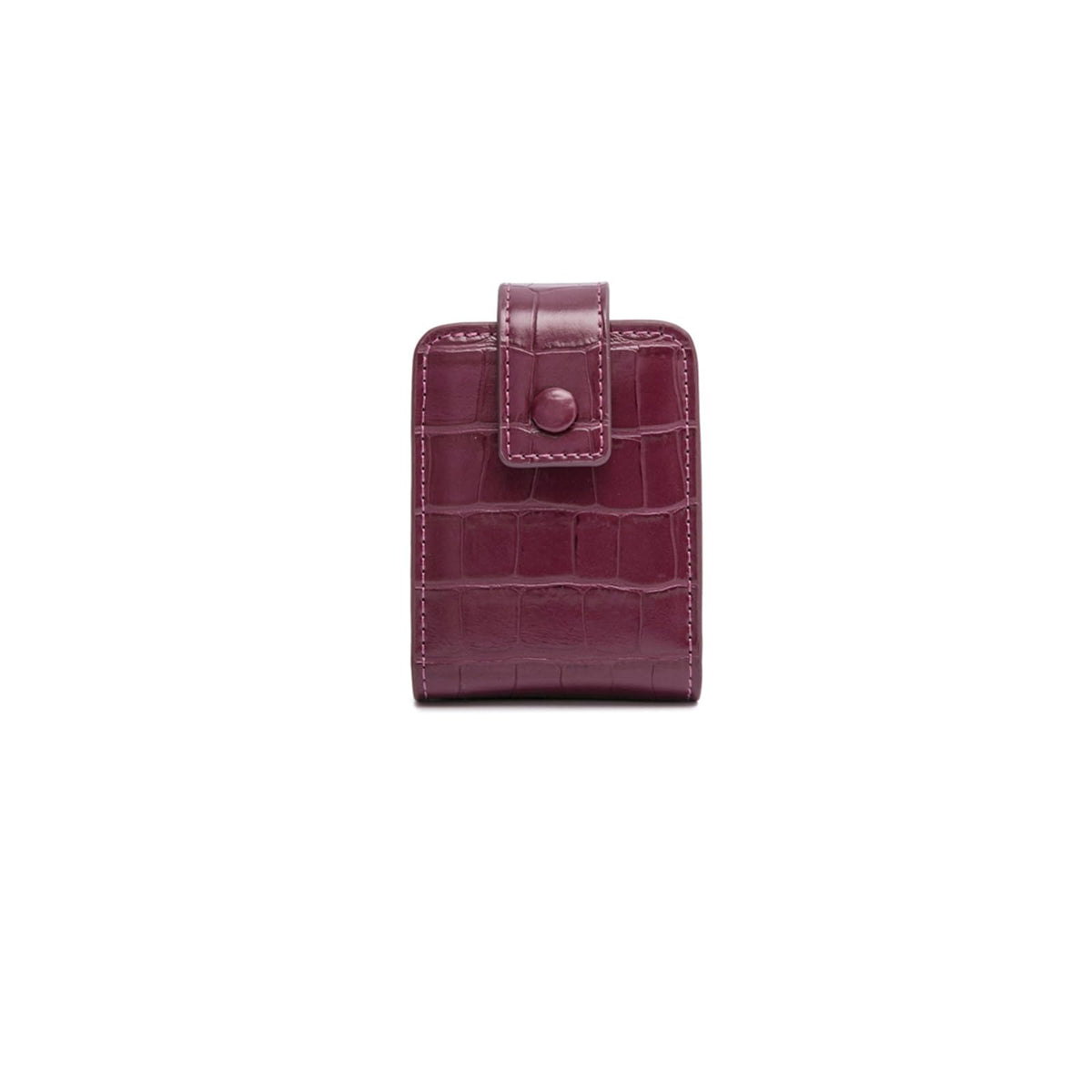 PORRASSO Estuche para Lápiz Labial con Espejo Estuche para Pintalabios Mini Bolsa de Maquillaje Portátil Almacenamiento PU Bolsa de Cosméticos Rojo Vino