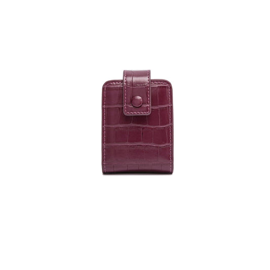 PORRASSO Estuche para Lápiz Labial con Espejo Estuche para Pintalabios Mini Bolsa de Maquillaje Portátil Almacenamiento PU Bolsa de Cosméticos Rojo Vino
