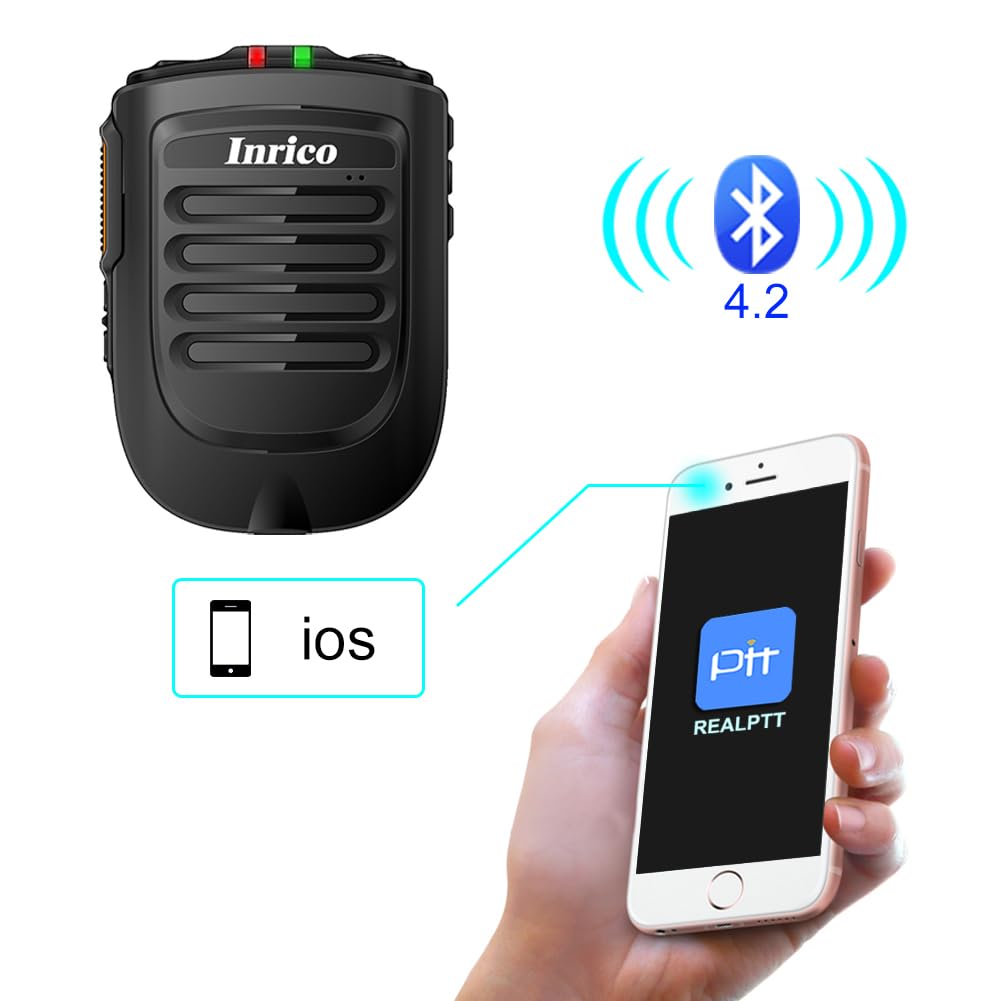 Micrófono PTT Inalámbrico ANYSECU Inrico Negro B01 para iOS y Android