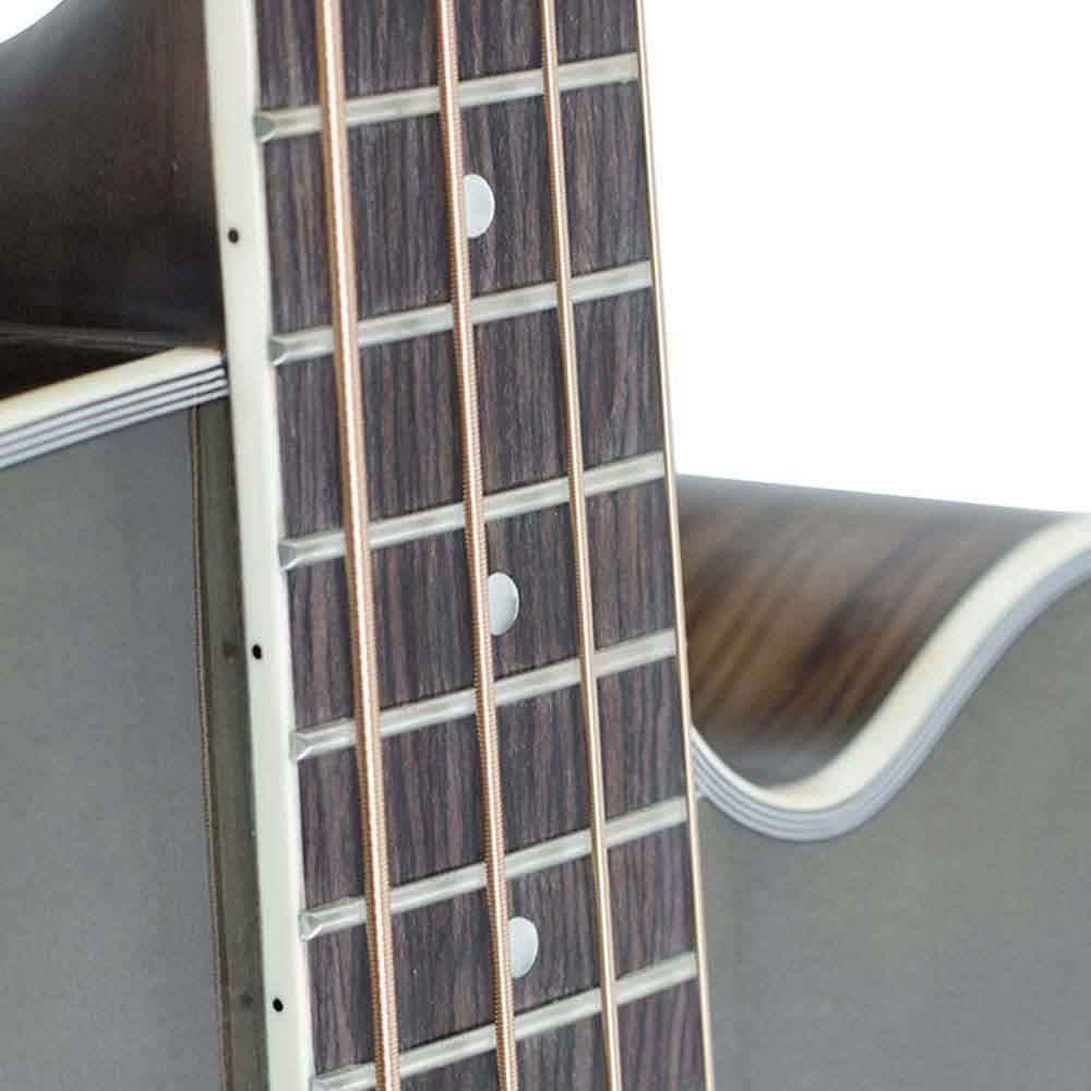 Bajo Electroacústico de 4 cuerdas La Sevillana B-1004CEQ color negro transparente