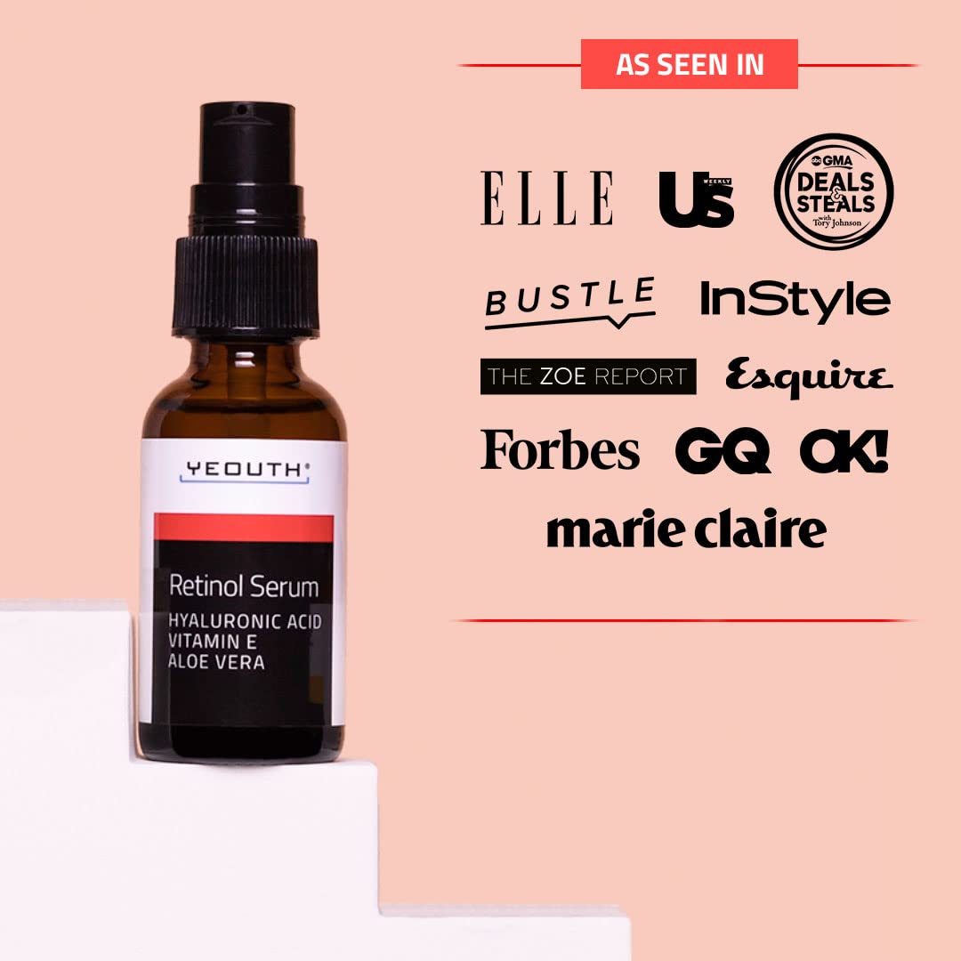 YEOUTH Retinol Serum con Acido Hialuronico Facial, Gran Combo con Facial Aceite / Bloqueador Solar Facial / Mascarillas Faciales, Suero Facial para el Cuidado de la Piel de Mujeres y Hombres 1oz