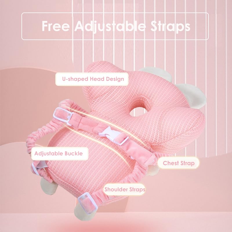 Caminadora Bebé JunNeng Rosa con Mochila Protectora de Cabeza de 3 Lados para Niños Pequeños