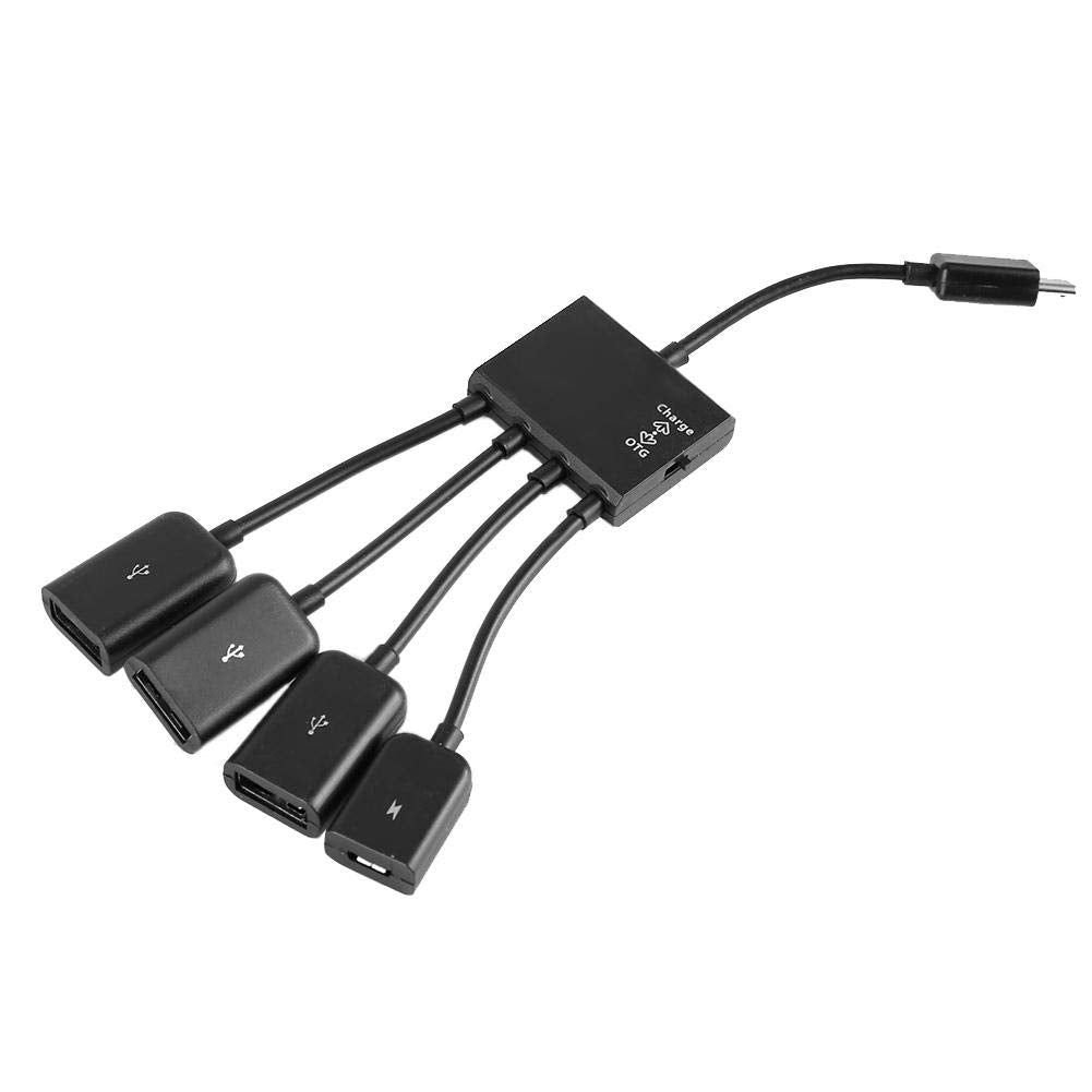 Dioche Adaptador USB HUB con alimentación, Micro USB HUB OTG Cargador de energía Cable Host Cable Lector Tarjetas Convertidor Adaptador para TV Stick