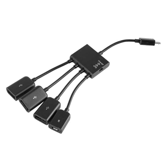 Dioche Adaptador USB HUB con alimentación, Micro USB HUB OTG Cargador de energía Cable Host Cable Lector Tarjetas Convertidor Adaptador para TV Stick