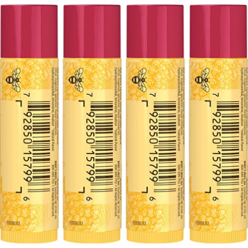 Burt's Bees 100% Natural Moisturizing Lip Balm, Pomegranate with Beeswax and Fruit Extracts - 4 Tubes