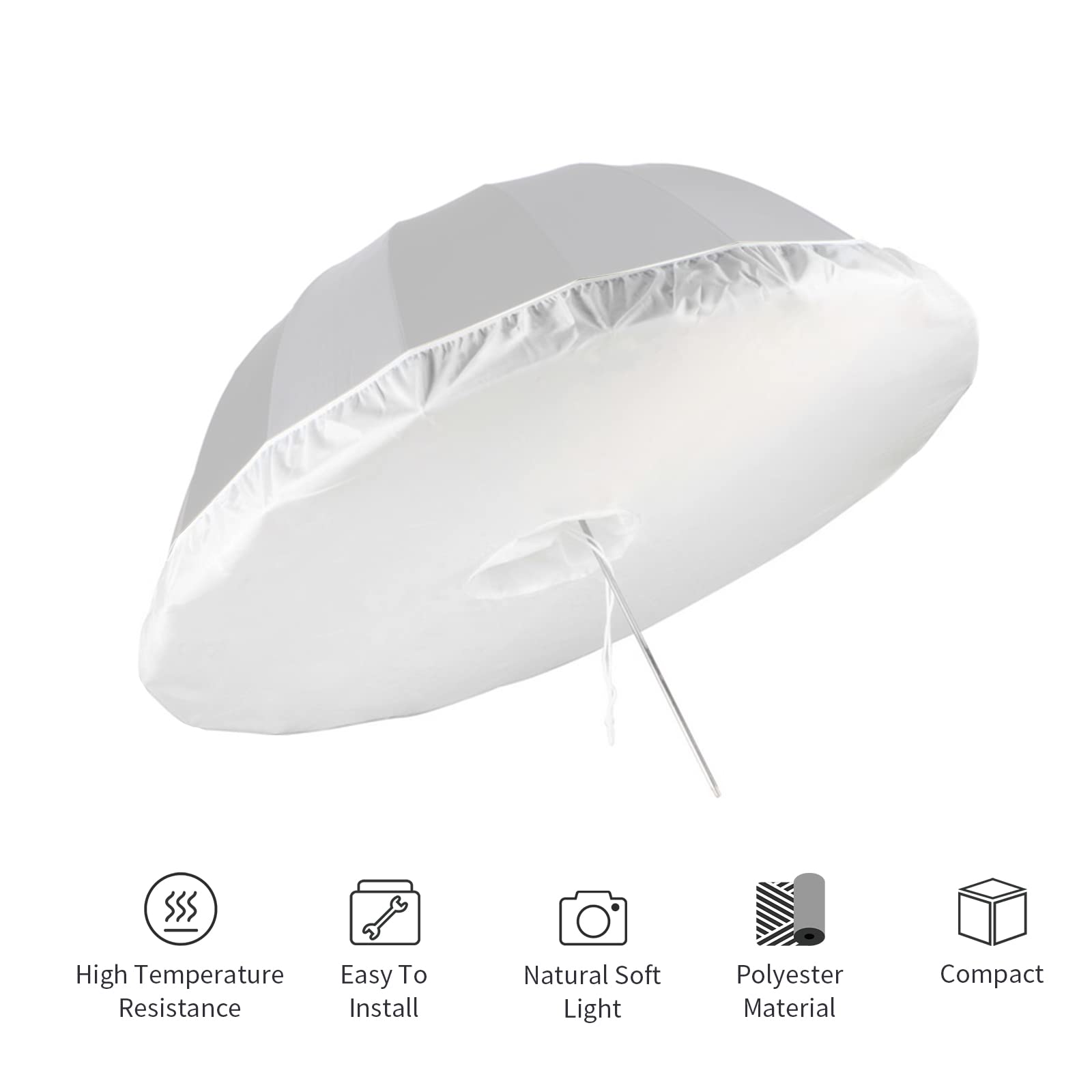 Selens Difusor de paraguas de fotografía de 51 pulgadas, paño suave para compatible con paraguas de fotos plateado de 51 pulgadas para estudio fotográfico, luz de velocidad flash (paraguas no incluido)