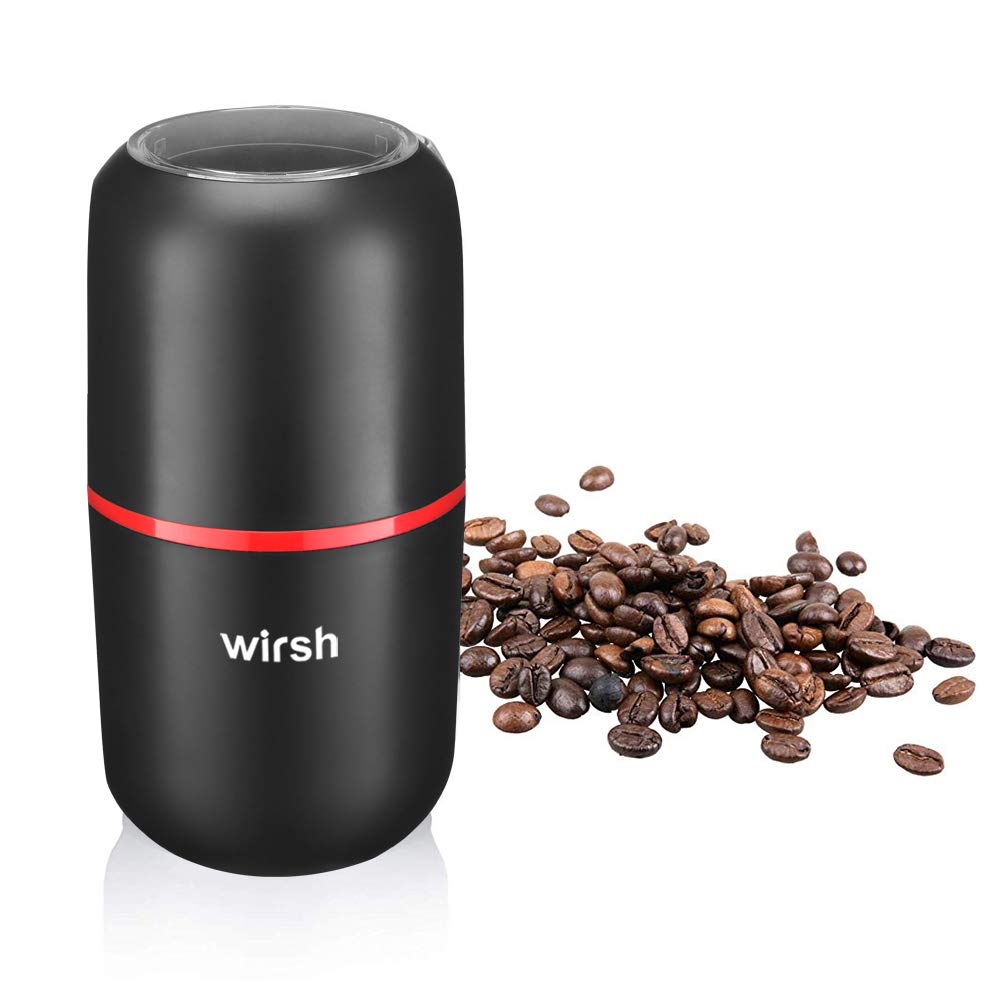 Molinillo Eléctrico de Café y Especias Wirsh Negro con Cuchillas de Acero Inoxidable