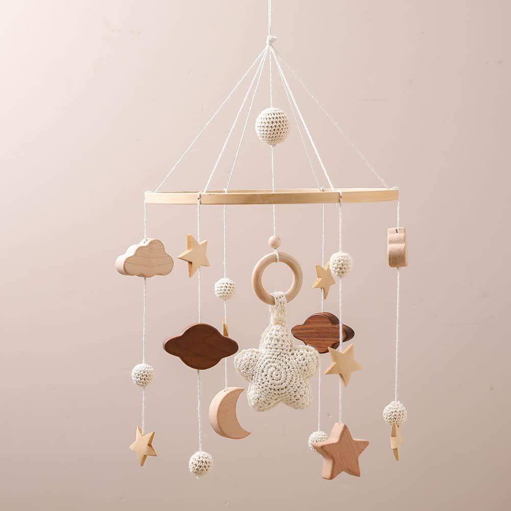 Lindo móvil para cuna con brazo móvil para cuna y caja de música para cuna de bebé, soporte móvil para cuna – Móvil neutro para decoración de guardería, móvil colgante móvil para decoración del hogar